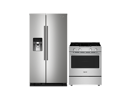 Maytag® Performance Lineup refrigerator and slide-in electric range