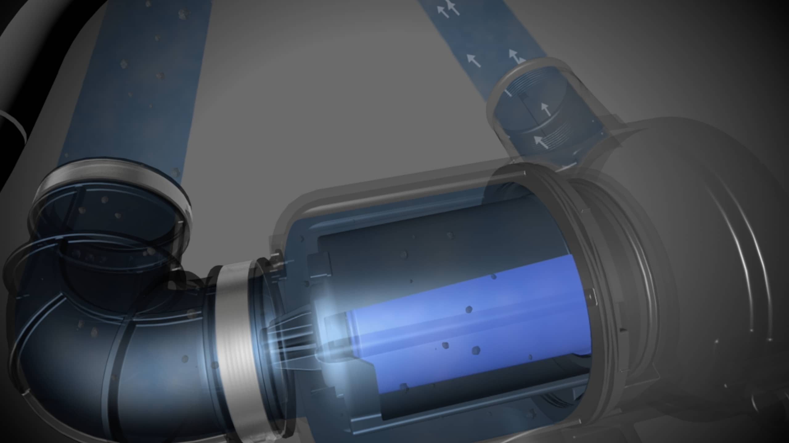 Food pieces spinning in a microfilter