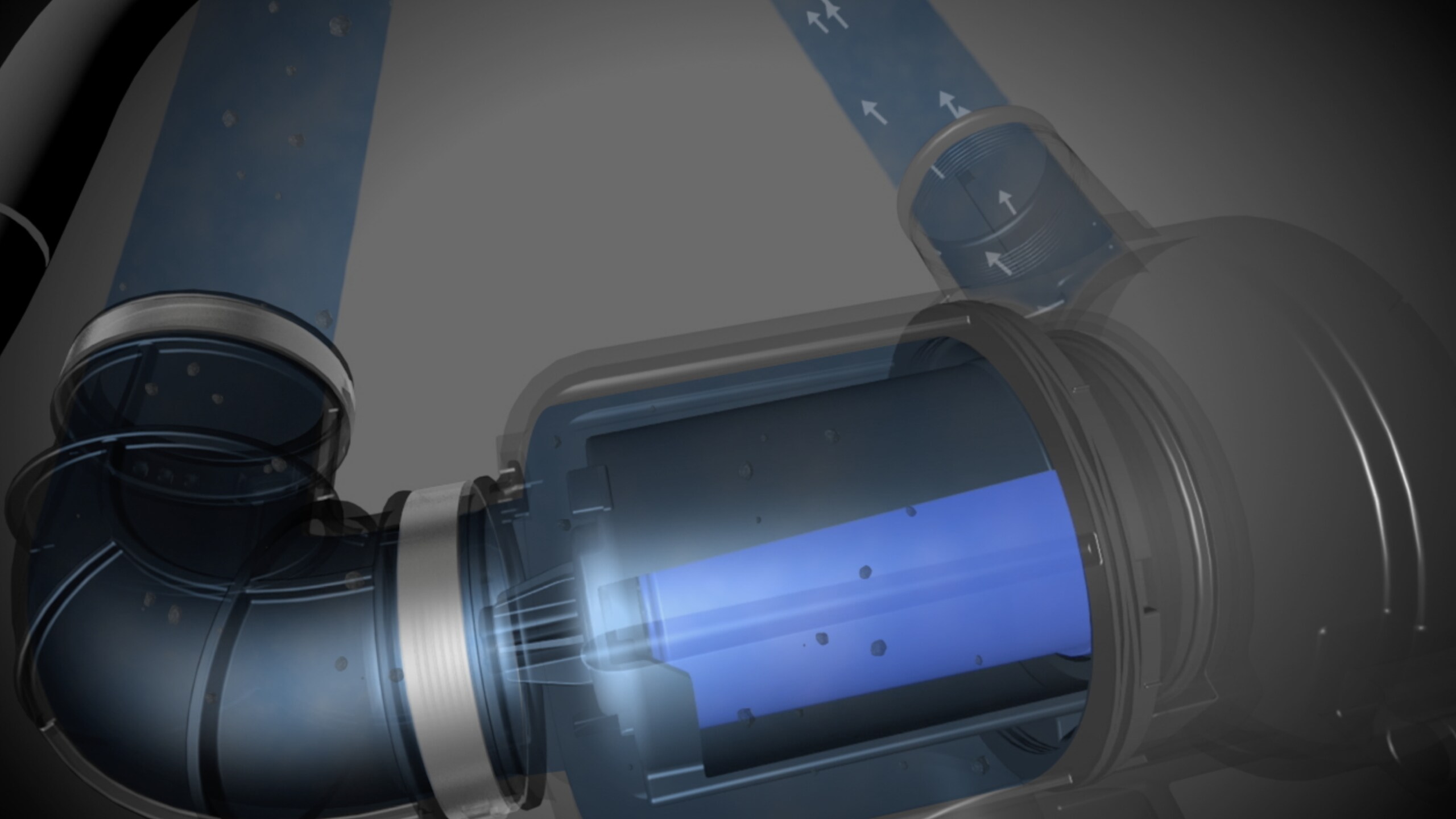 Food pieces spinning in a microfilter