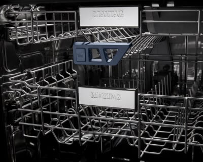 Close-up of racks and tines on Maytag® dishwasher