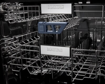 Close-up of racks and tines on Maytag® dishwasher