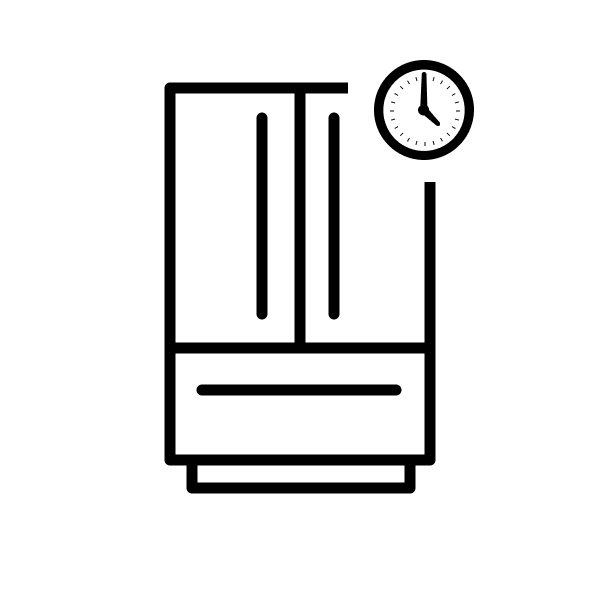 Refrigerator with clock icon