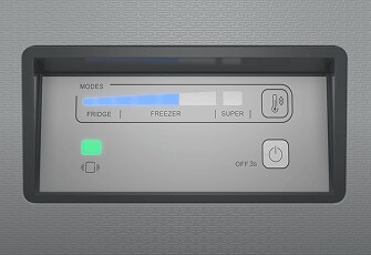 A closeup of electronic controls on a Maytag® freezer.