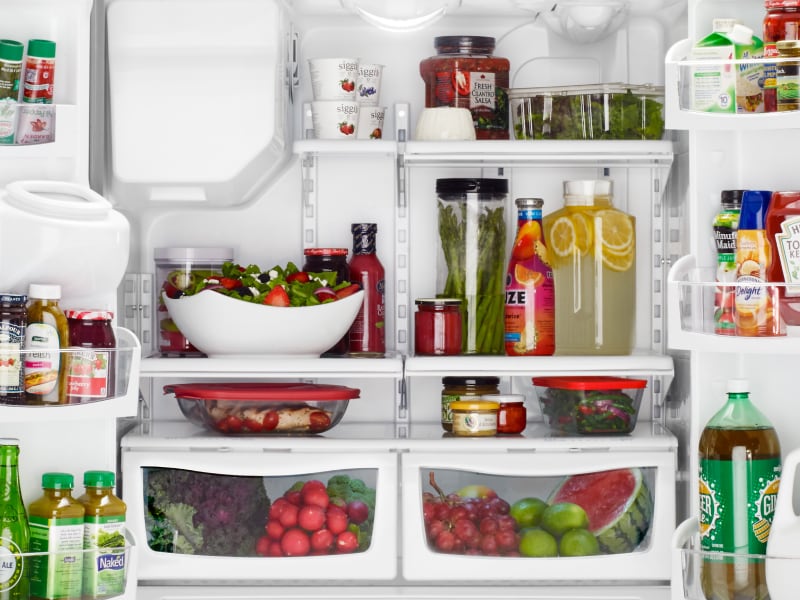 Refrigerator open to show contents