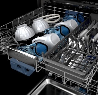 Dishwasher rack with dishes on it