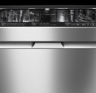 Top control dishwasher with pocket handle