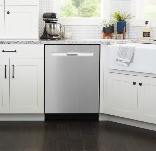 Top control dishwasher in a bright kitchen