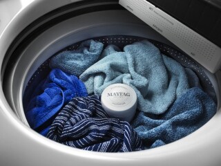 Laundry inside a top load washing machine