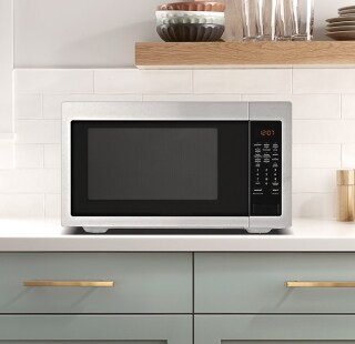 Countertop microwave in a modern kitchen