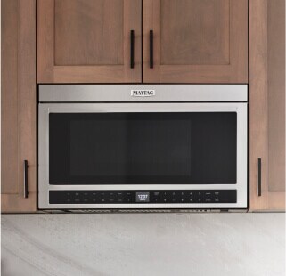 An over-the-range microwave in a kitchen