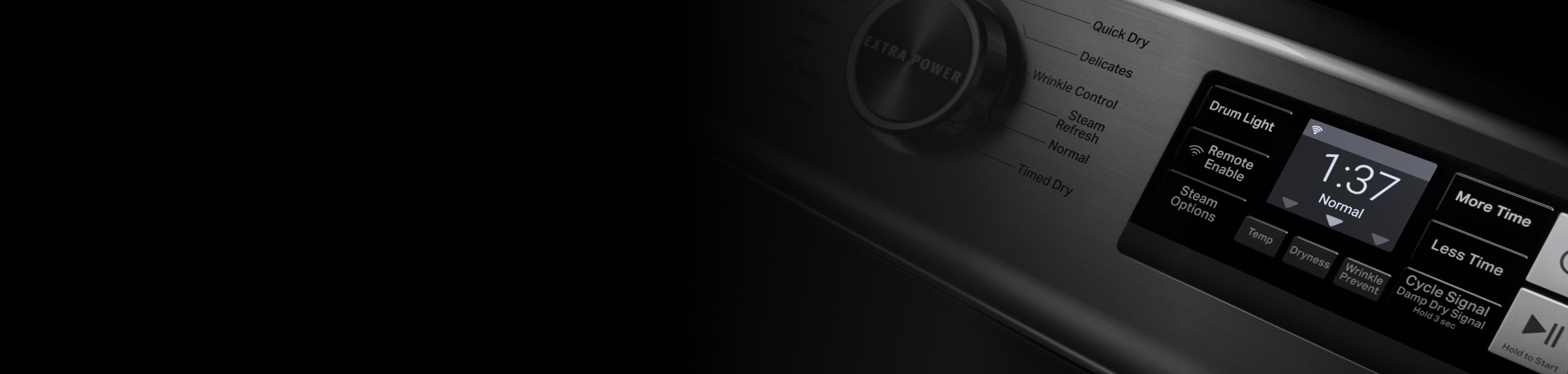 Close up image of a Maytag® dryer control panel