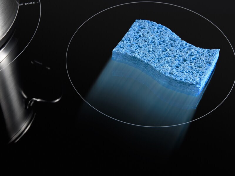Sponge on an induction cooktop element