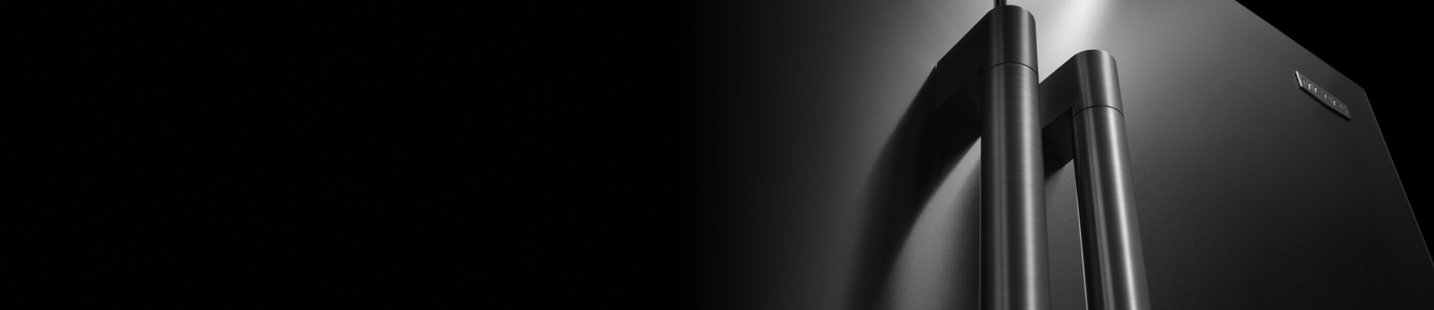 Close up image of French door refrigerator doors 