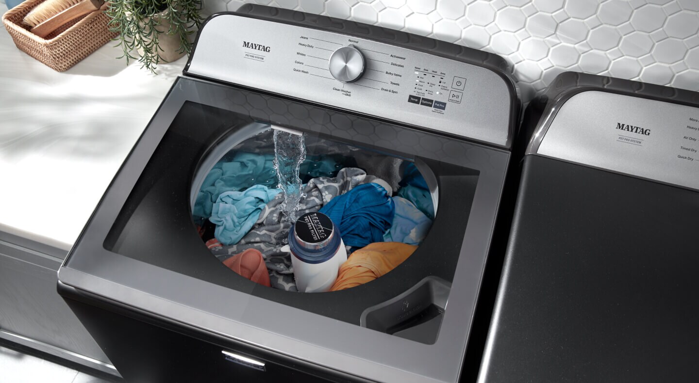 Overhead view of a Maytag® washing machine