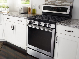 Maytag® range set in cabinetry