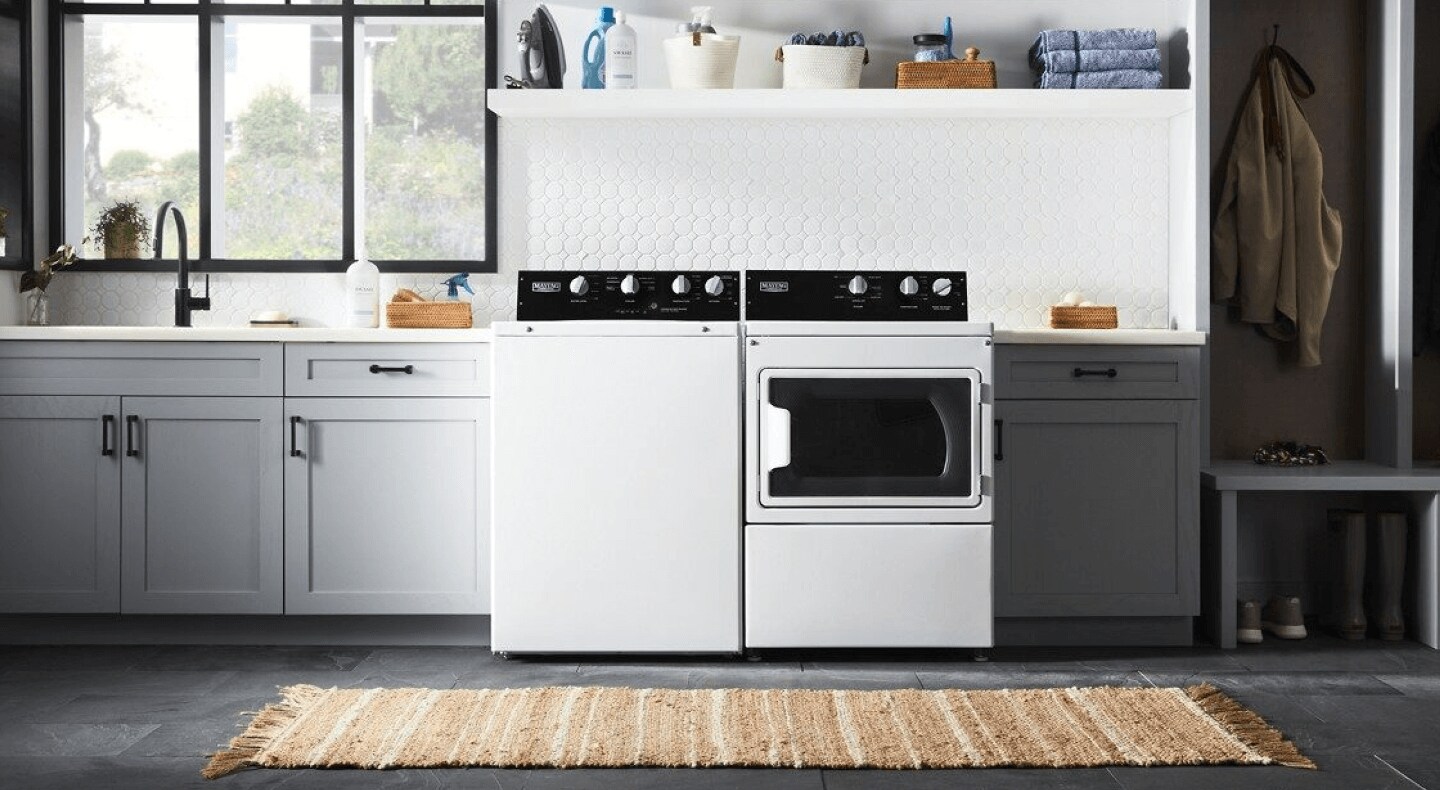 Maytag® commercial-grade residential washer and dryer