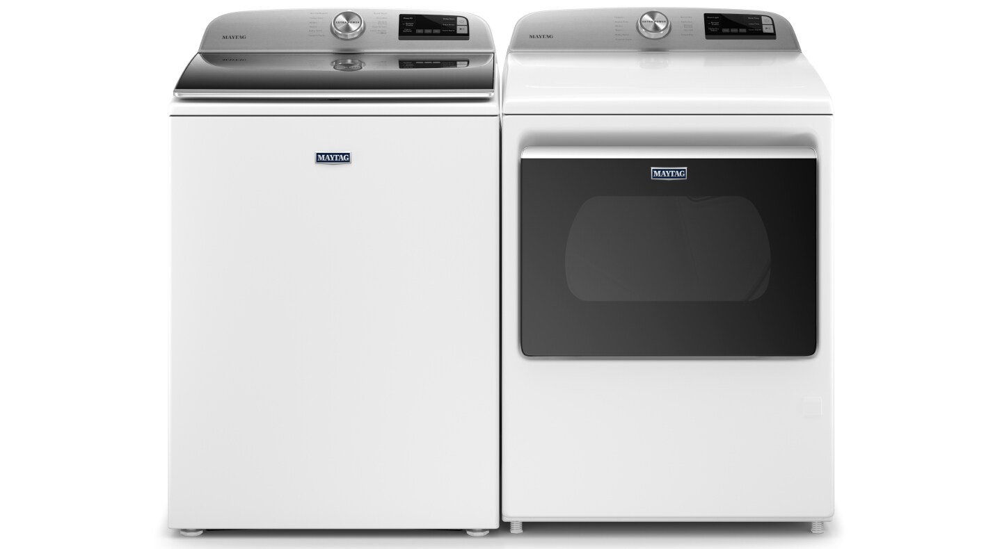 View of white washer and dryer