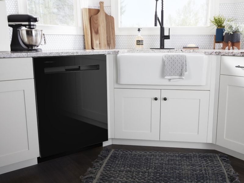 Black front control built-in dishwasher Black front control built-in dishwasher
