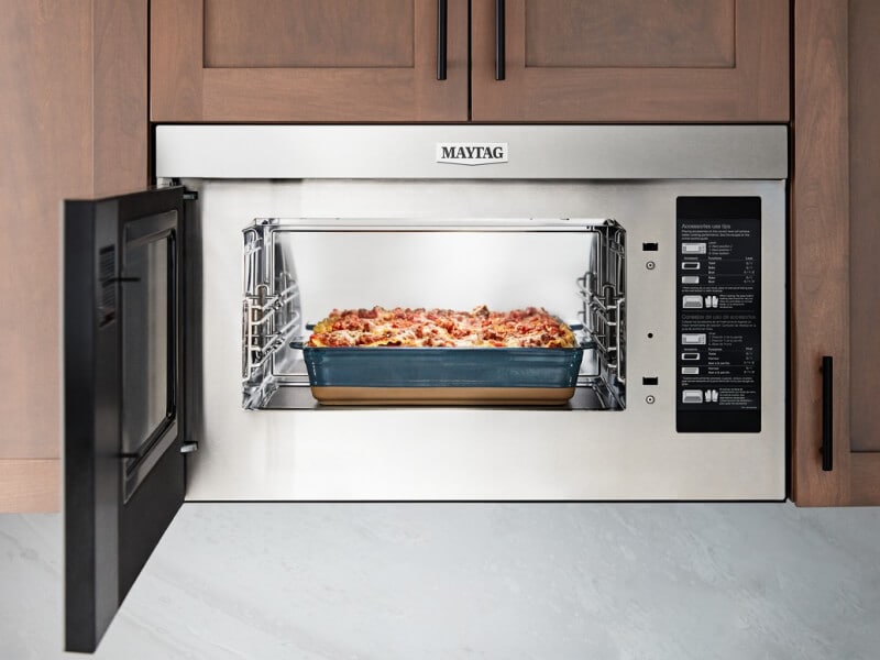 Casserole inside a Maytag® microwave Casserole inside a Maytag® microwave