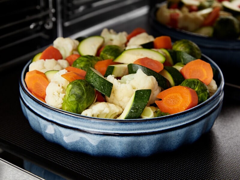 Blue bowl of mixed vegetables Blue bowl of mixed vegetables
