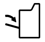 Dryer with open door and arrow icon