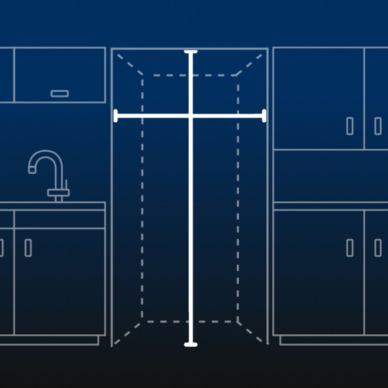Diagram of refrigerator cutout width indicator