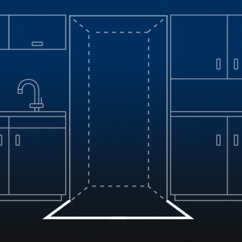 Diagram of refrigerator clearance path indicator
