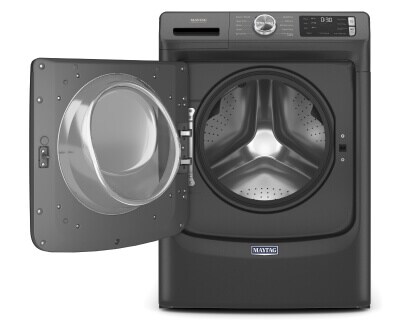 Maytag® front load washing machine with door open