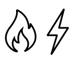 Fire and lightning bolt icon