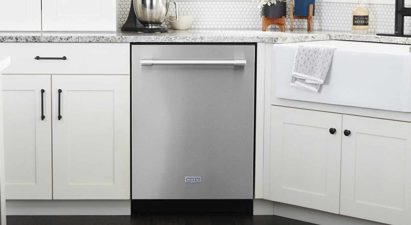 Maytag® top control dishwasher in a bright kitchen