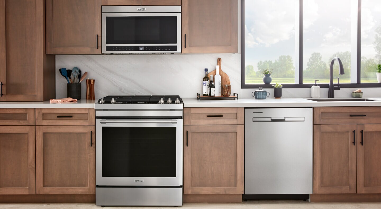 Kitchen with stainless steel appliances