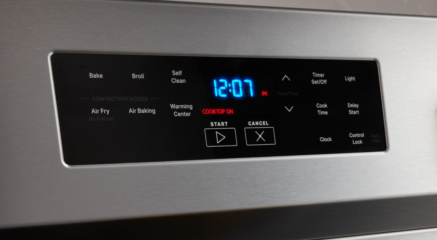 The control panel on a Maytag® range