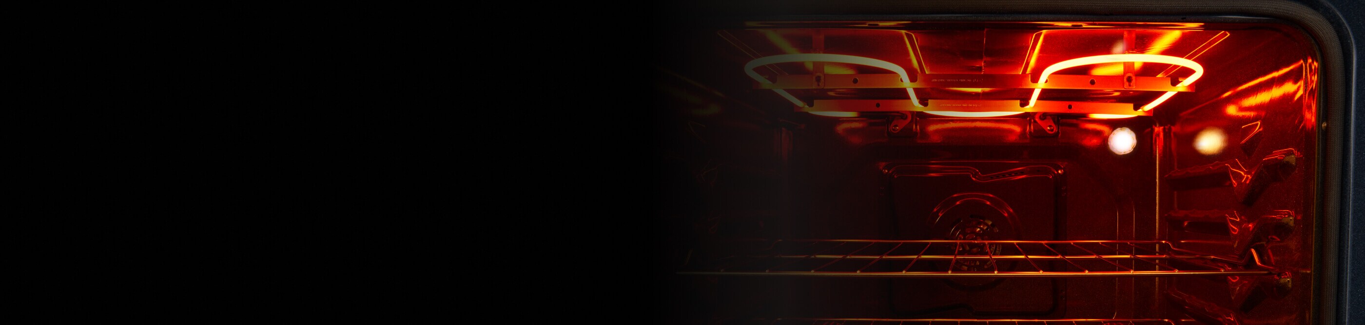 The interior of an oven with a heating element