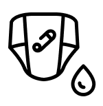 A cloth diaper with a drop of urine next to it