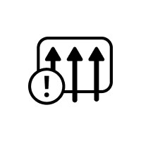 Arrows and exclamation point icon