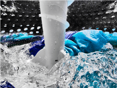 Agitator twisting inside a washing machine tub Agitator twisting inside a washing machine tub