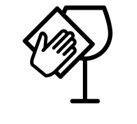 Hand drying wine glass with rag icon