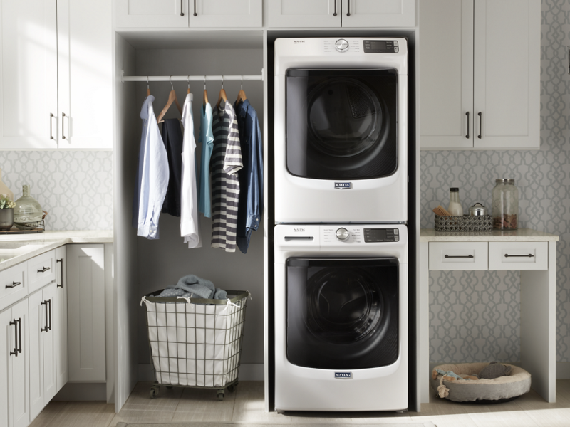 Wide shot of laundry room