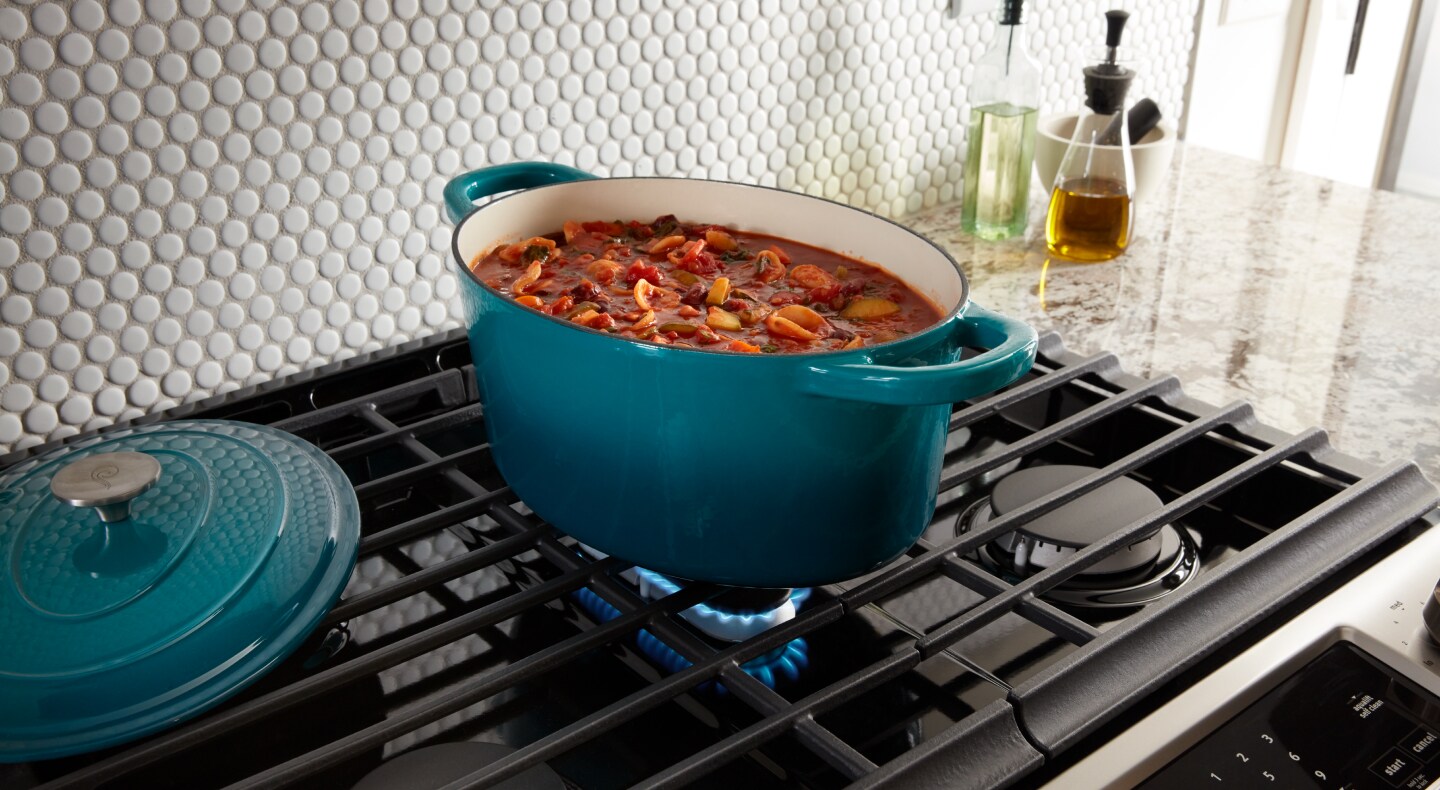 Vegetable stew cooking on a gas stove Vegetable stew cooking on a gas stove