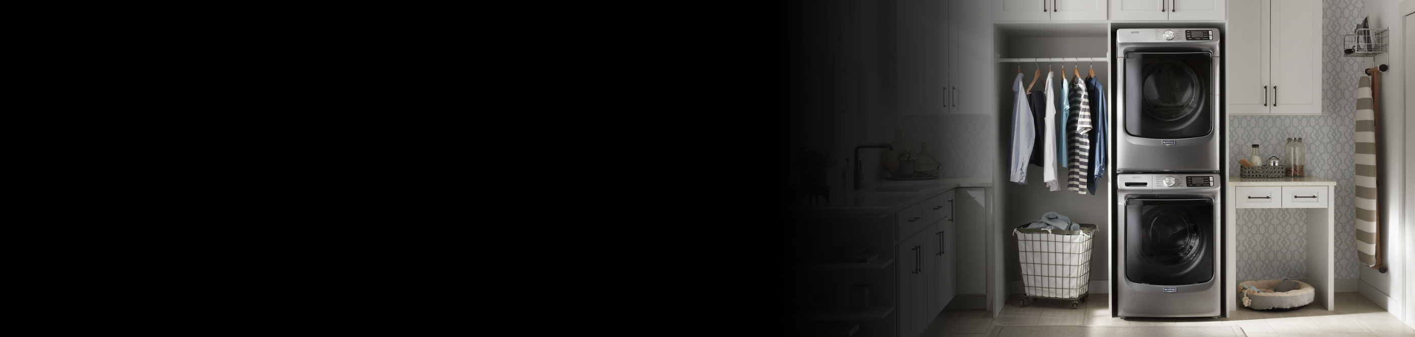 Laundry room with stackable washer and dryer