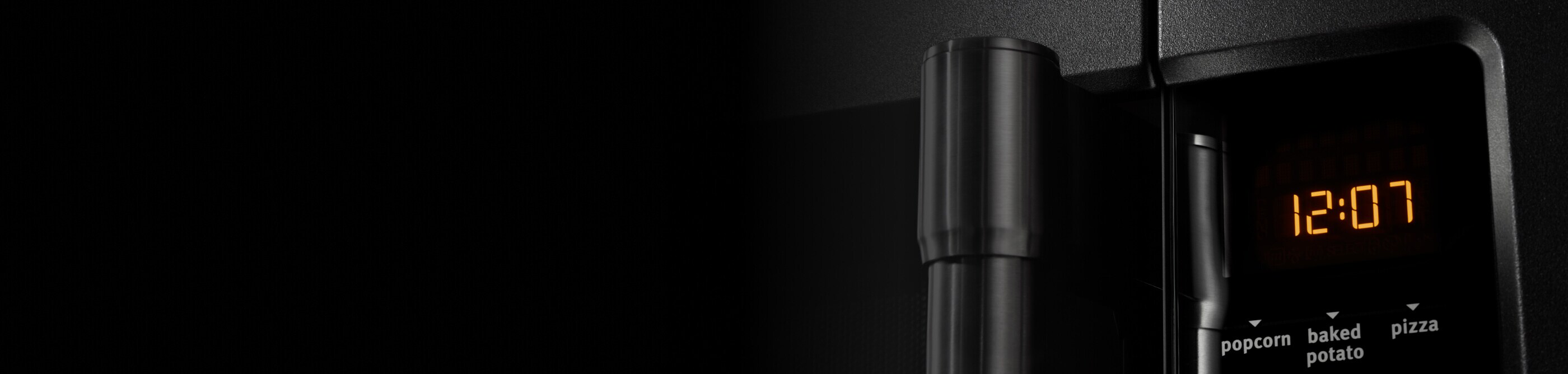 Close-up of a microwave console