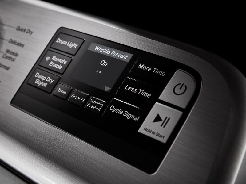 Cycle option controls on a dryer with Wrinkle Prevent turned on Cycle option controls on a dryer with Wrinkle Prevent turned on