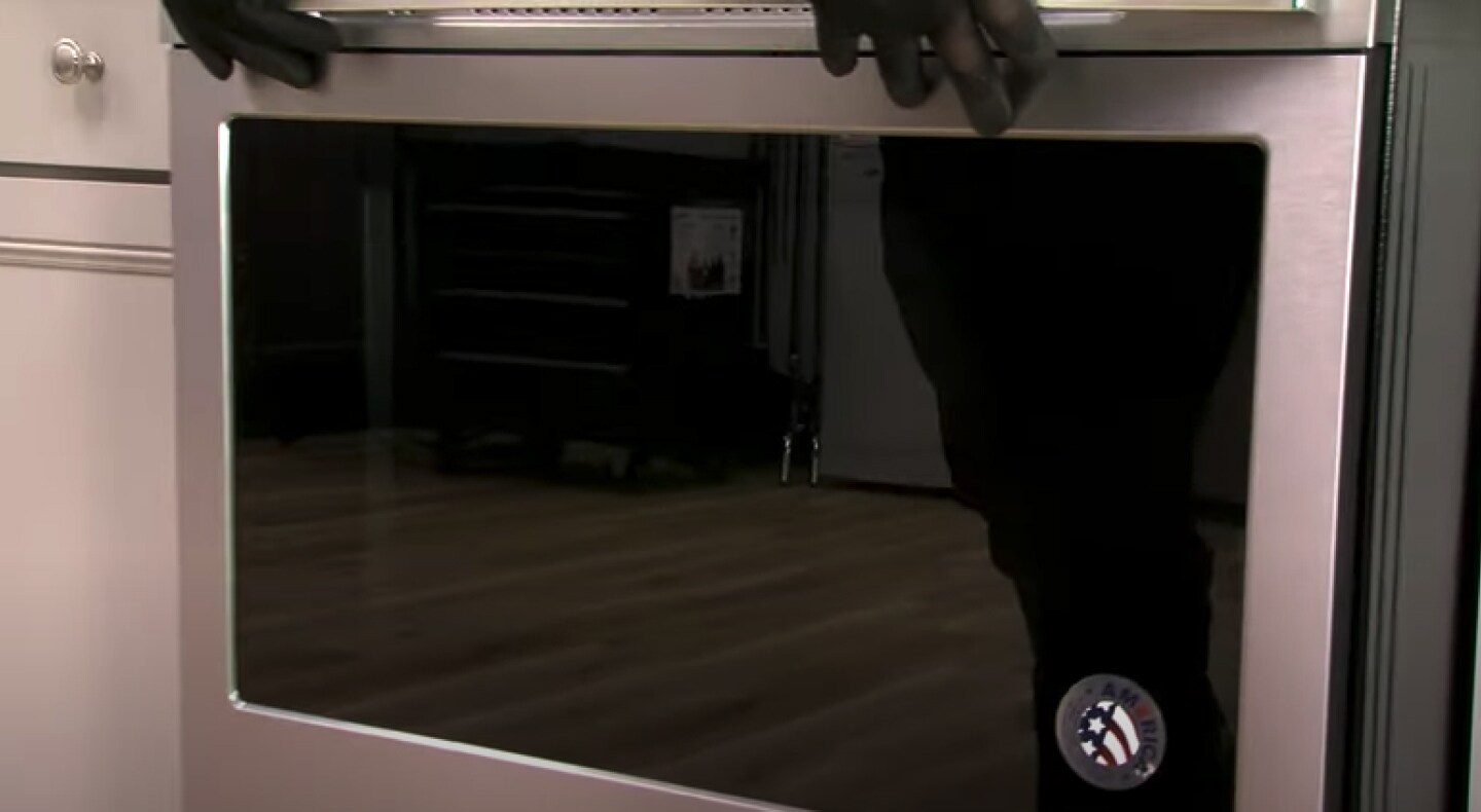 A closeup of a Maytag® stove installation A closeup of a Maytag® stove installation