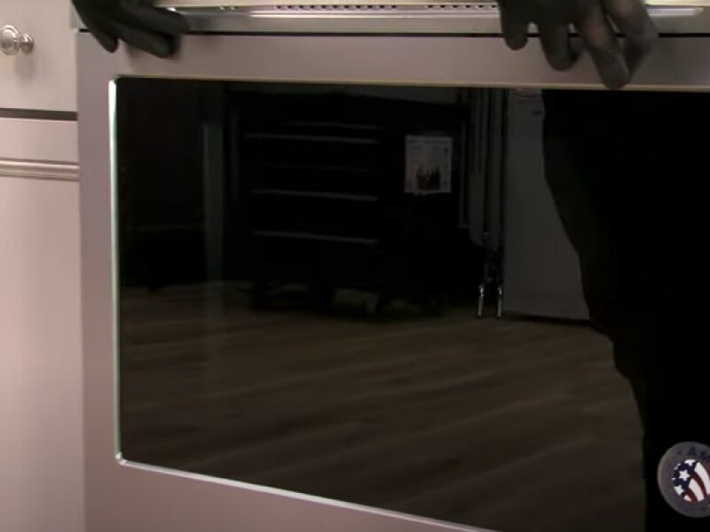 A closeup of a Maytag® stove installation A closeup of a Maytag® stove installation