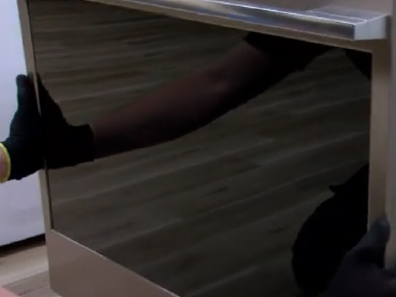 A closeup of a Maytag® stove installation A closeup of a Maytag® stove installation