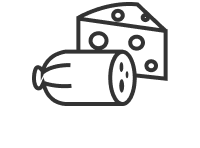 Block of cheese and sausage link