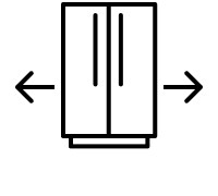 A refrigerator with left and right arrows on each side