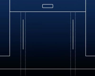 The cutout area for an over-the-range microwave.