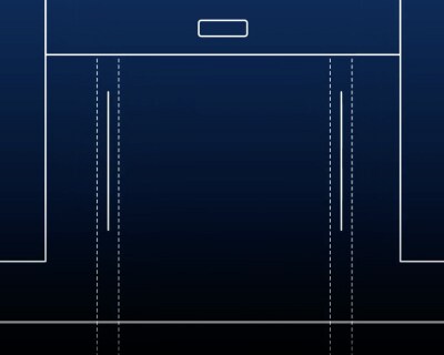 The cutout area for an over-the-range microwave.