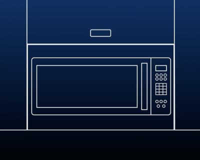 A close-up of an over-the-range microwave.